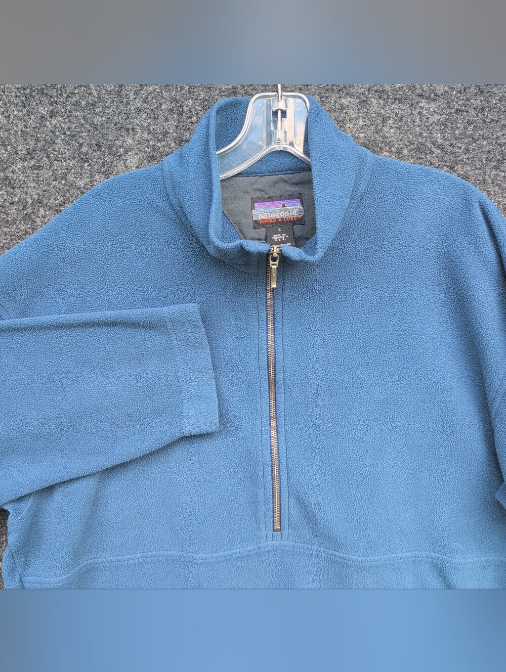 Vtg Patagonia Jacket Large Blue Half Zip Micro D Luxe Fleece Sweatshirt 90s USA